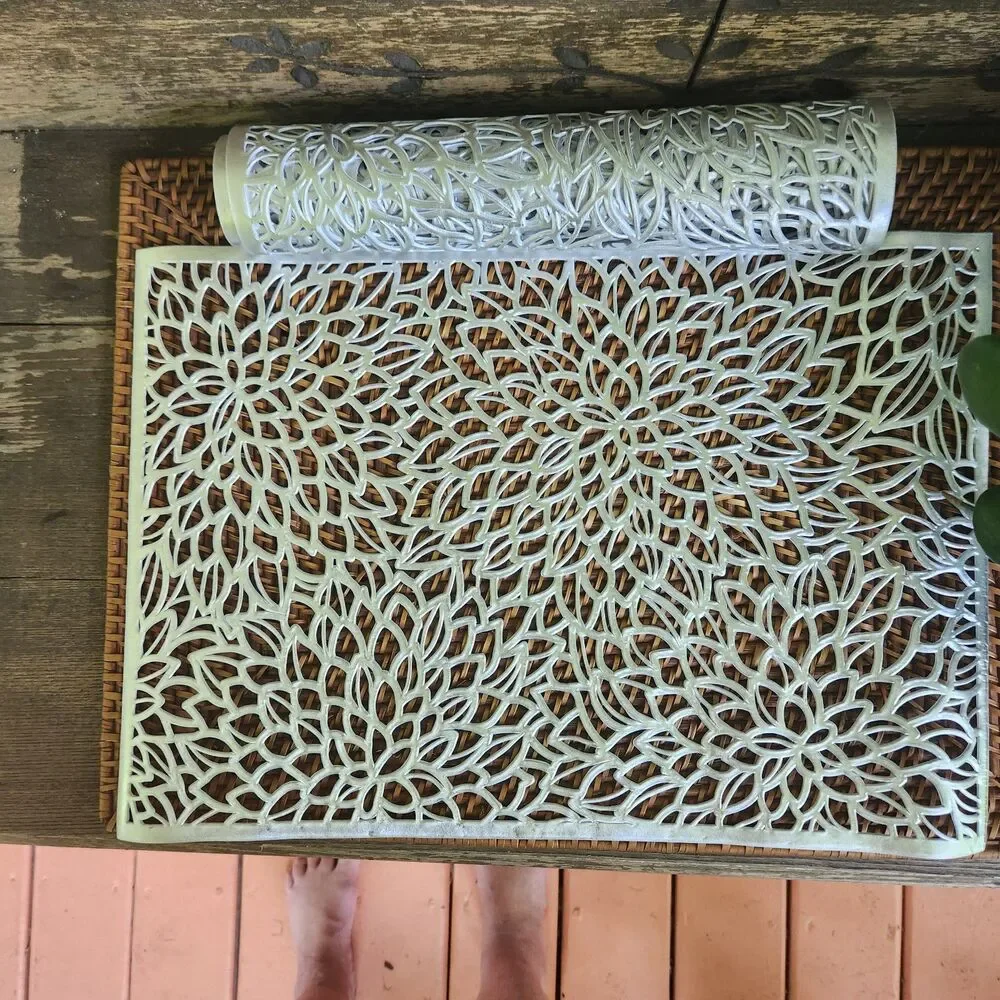 Silver Placemats (4) Lasercut Chrysantumum design - NEW!